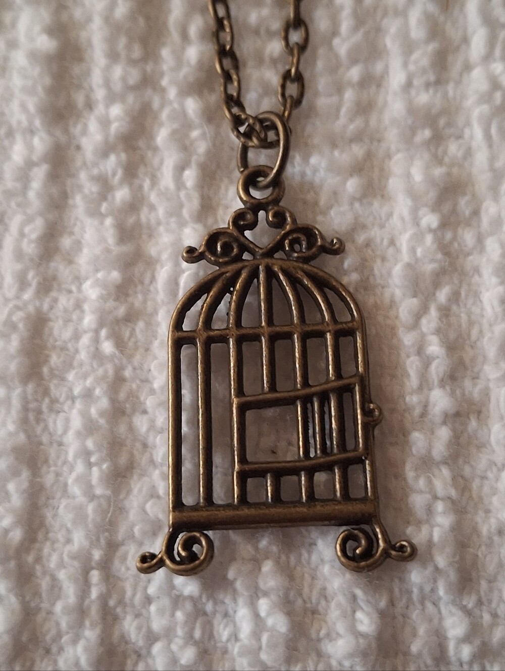 Bronze Birdcage Pendant 18" Necklace - Pets Bird Accessory